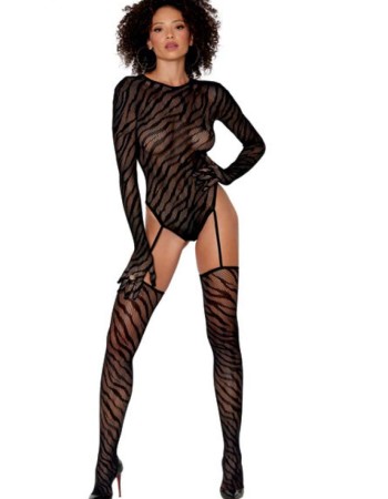 Σέξι κορμάκι με ζαρτιέρες, κάλτσες και γάντια