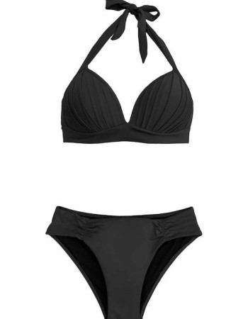 Γυναικείο Μαγιό Σουτιέν Τρίγωνο με ενίσχυση-Μαύρο