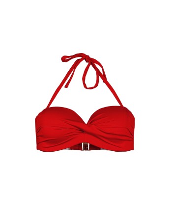 Μαγιό σουτιέν στράπλες με σούρα Cup D