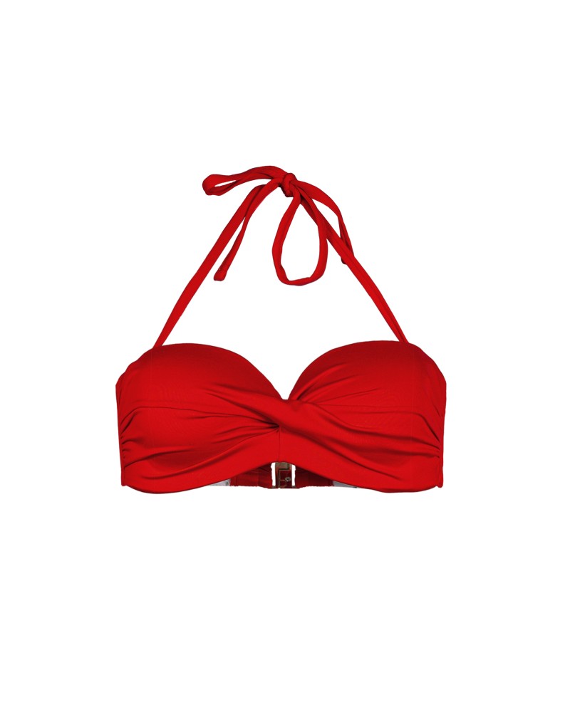 Μαγιό σουτιέν στράπλες με σούρα Cup D