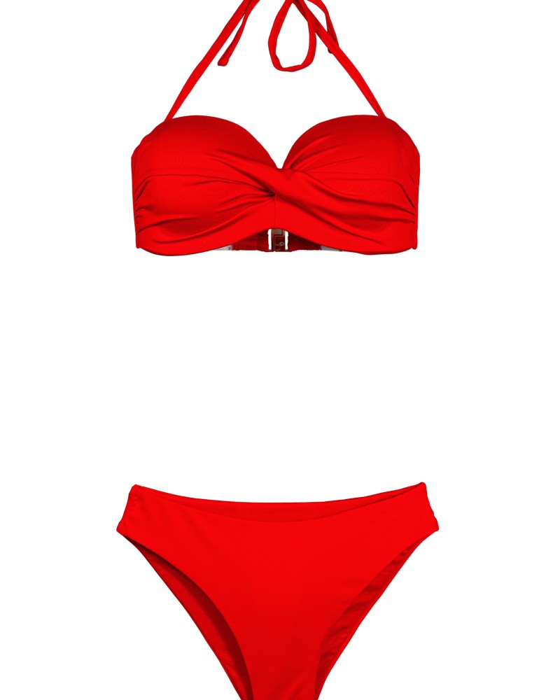 Μαγιό σουτιέν στράπλες με σούρα Cup D