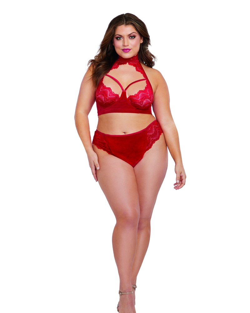 Σέξι γυναικείο σετ από βελούδο και δαντέλα!