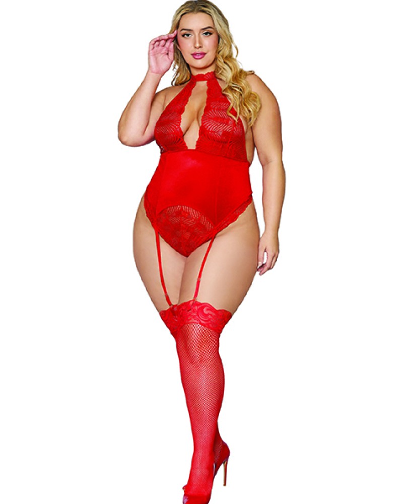 Γυναικείο σέξι κορμάκι από δαντέλα και βελούδο!