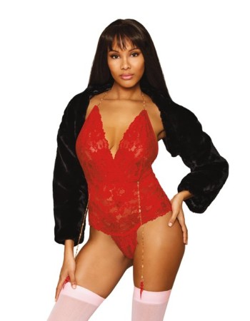 Σέξι κορμάκι στρινγκ με λεπτομέρειες από χρυσές αλυσίδες!