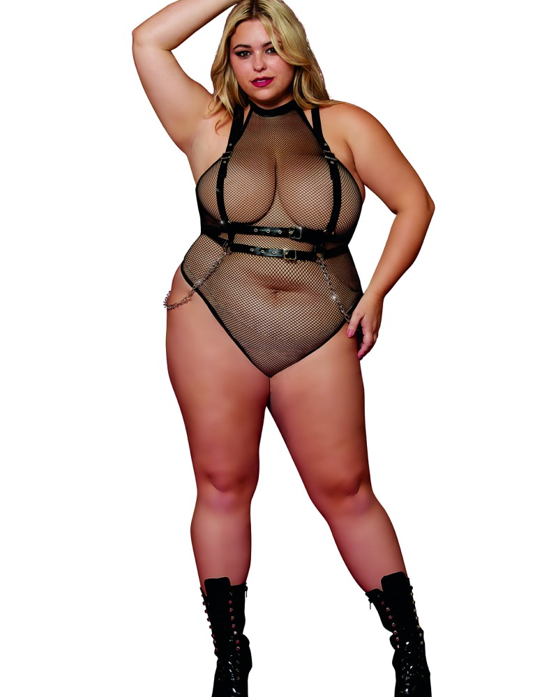 Super sexy κορμάκι δίχτυ και set λουριών!