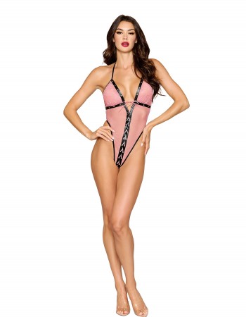 Σέξι γυναικείο στρινγκ κορμάκι δαντέλα και δίχτυ