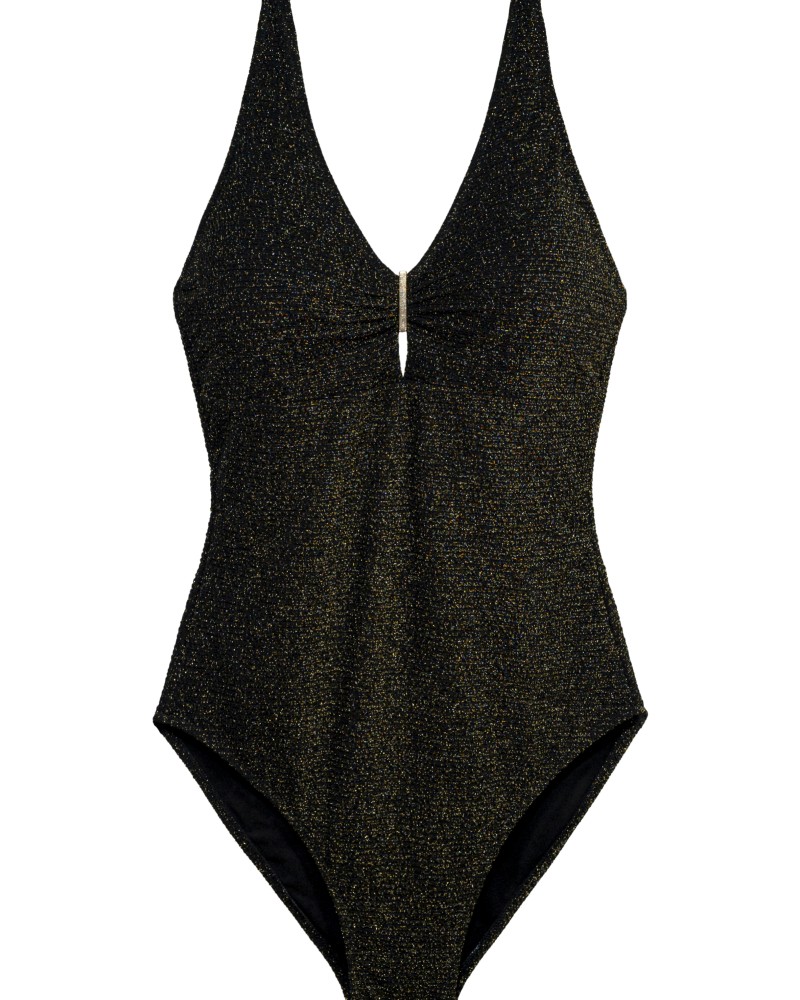 Γυναικείο Μαγιό Ολόσωμο Ανάγλυφο μαύρο-χρυσό